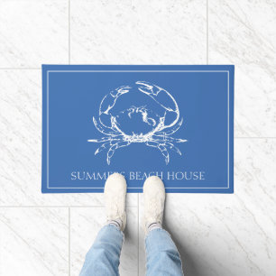 Kustwitte krab op klassiek blauw gepersonaliseerd deurmat