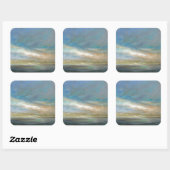 Kustwolken met oceaan vierkante sticker (Vel)