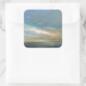 Kustwolken met oceaan vierkante sticker (Tas)
