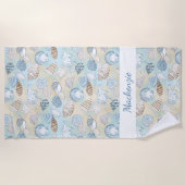 Kustzand Aqua Blue Sand Seashells, gepersonaliseer Strandlaken (Voorkant)