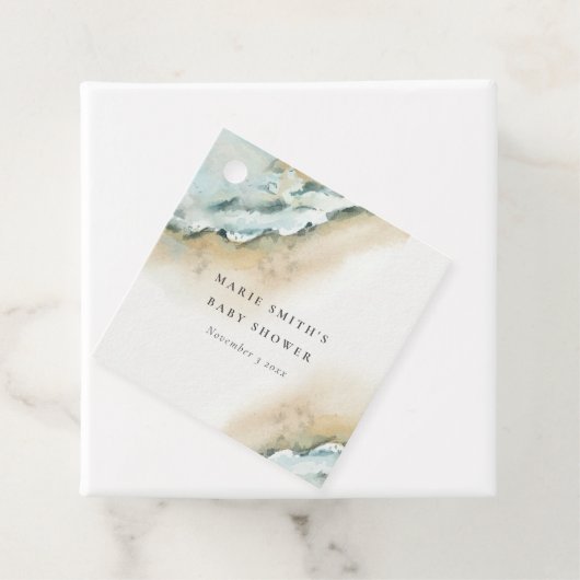 Kustzand Zee-strand Nautisch Baby shower Bedankjes Labels (In situ)