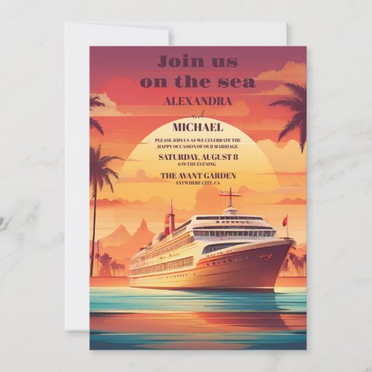 Kustzeegezicht Strand Cruise Palm bruiloft Kaart (Voorkant)