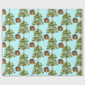 Kustzeeschelp kerstbomen cadeaupapier (Vlak)