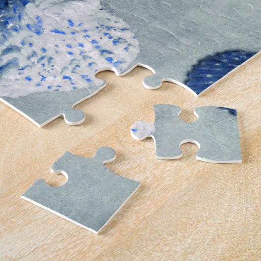 Kustzeeschelpen strand Indigoblauw Legpuzzel (Zijkant)