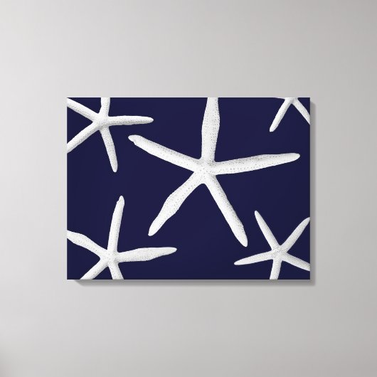 Kustzeester Navy Blauw Wit Tropische Fine Art Canvas Afdruk (Voorkant)