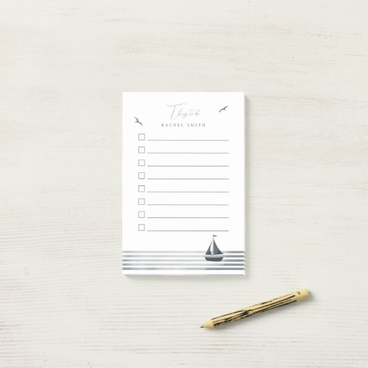 Kustzeilboot om te doen lijst post-it® notes (Op bureau)