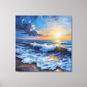 🌅 Kustzonsondergang Muur Kunst Voor Strandhuis De Canvas Afdruk