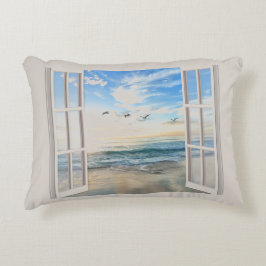 Kustzonsopgang door het raam accent kussen