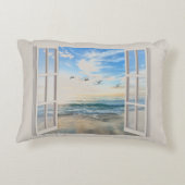 Kustzonsopgang door het raam accent kussen (Achterkant)