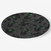 KUSTZWARTE HALLOWEEN VANGSTEN MET GROENE OGEN PAPIEREN BORDJE