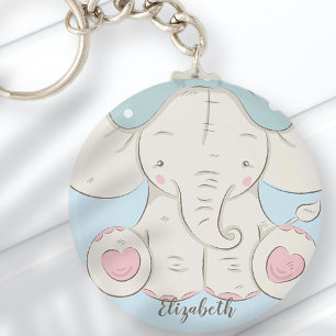Kut Elephant met een Bow voeg Jouw naam toe Sleutelhanger