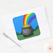 Kut goud en regenboog vierkante sticker (Envelop)