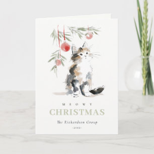 Kut Logo van Kattenkerstboom Bedrijfslogo Feestdagen Kaart