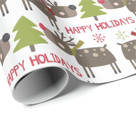 Kutbare rendierrendiertjes met kerstbomen cadeaupapier (Rol Hoek)