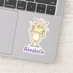 Kutbruine hamster die een cartoon van noten eet sticker
