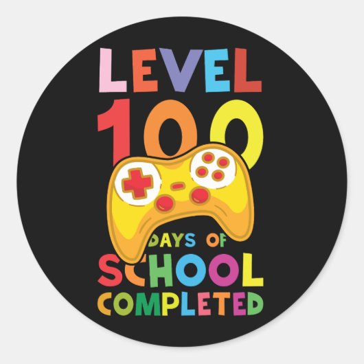 Kute 100 dagen schoolkleurig gamen ronde sticker (Voorkant)