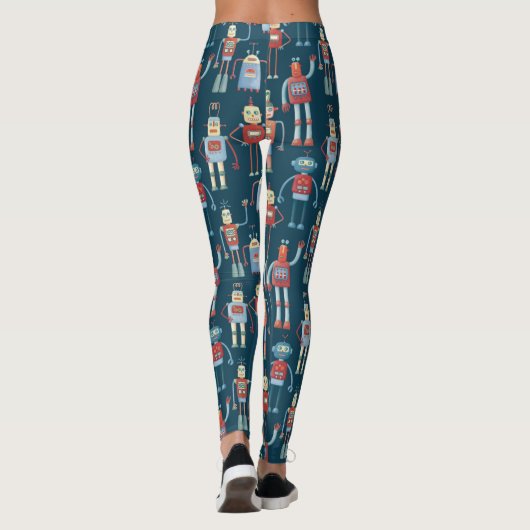 Kute 1950s Style Retro  robots Leggings (Achterkant)