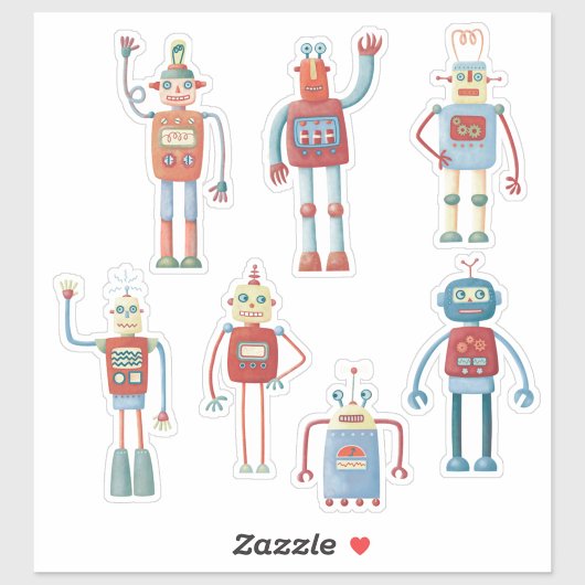 Kute 1950s Style Retro robots Sticker