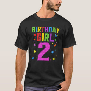 Kute 2e verjaardag 2 jaar oud Block Building Girl T-shirt