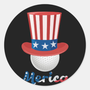 Kute 4 juli Golf Ball Lover oom Pet Ronde Sticker