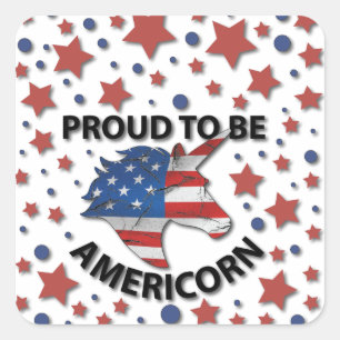 Kute 4 juli red, white and blue Americorn Vierkante Sticker