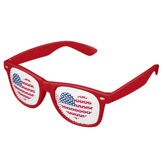 Kute 4 juli Red White Blue Heart Patriotic Retro Zonnebril (Gekanteld)