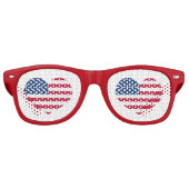 Kute 4 juli Red White Blue Heart Patriotic Retro Zonnebril (Voorkant)