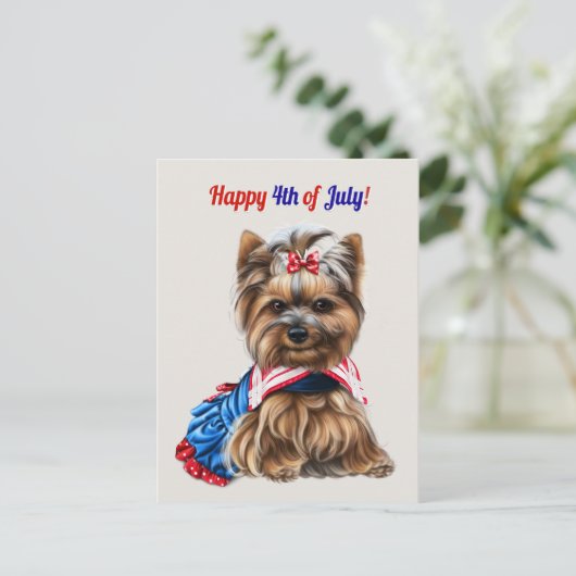 Kute 4 juli Schnauzer Puppy Feestdagenkaart (Staand voorkant)