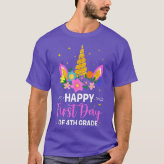 Kute 4e Grade Unicorn Eerste Dag van School Boy Gi T-shirt