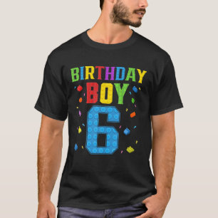 Kute 6e verjaardag Gift 6 jaar oud Block Building T-shirt