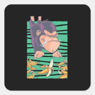 Kute aap met bananen vierkante sticker