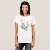Kute Abstracte Flowers en Sun T-shirt (Voorkant volledig)