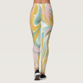 Kute Abstracte marmer Swirl in Earthy Pink en Gold Leggings (Achterkant)