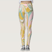 Kute Abstracte marmer Swirl in Earthy Pink en Gold Leggings (Voorkant)