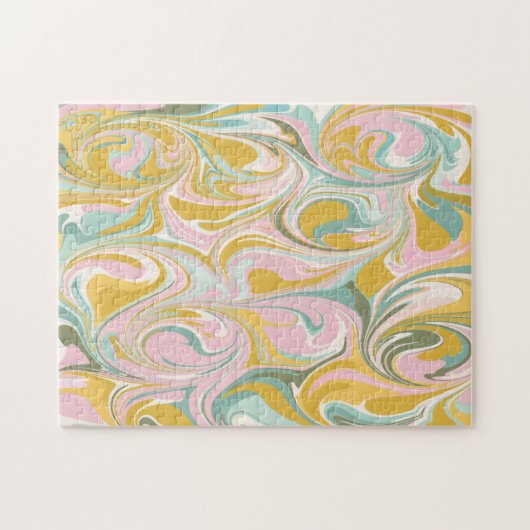 Kute Abstracte marmer Swirl in Earthy Pink en Gold Legpuzzel (Horizontaal)