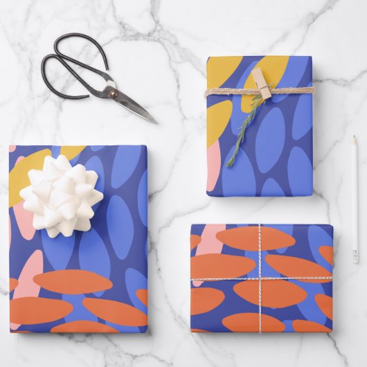 Kute Abstracte vormen Pattern Blue Red Roze Inpakpapier Vel (Voorkant)