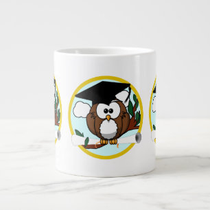 Kute Afstuderen Owl with Pet & Diploma Extra Grote Beker