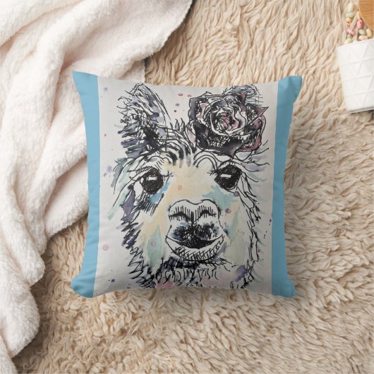 Kute Alpacca Lama Watercolour Kunst Kussen (Deken)