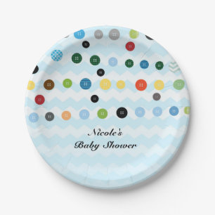 Kute als Button Blue Baby shower Party Papieren Bordje