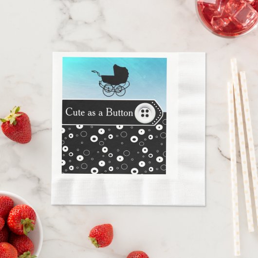 Kute als Button Blue en Black Baby shower Servet (Insitu)