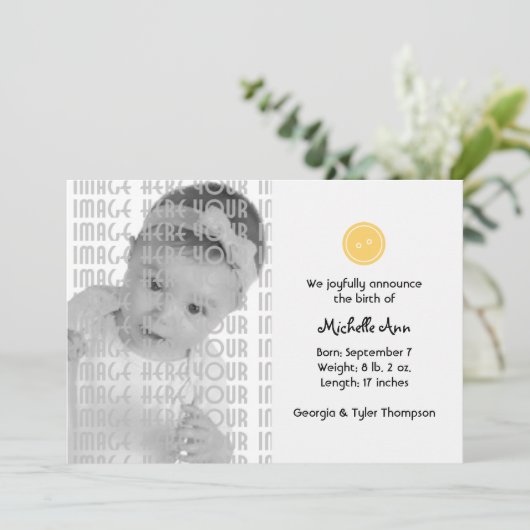 Kute als Button (geel) Aankondiging (Staand voorkant)