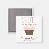 Kute als een cupcake! Roze en bruin Magneet (Voorkant / Achterkant)