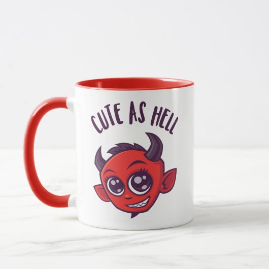 Kute als hel Devil met donkere tekst Mok (Links)