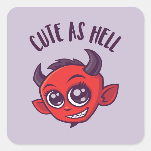 Kute als hel Devil met donkere tekst Vierkante Sticker (Voorkant)