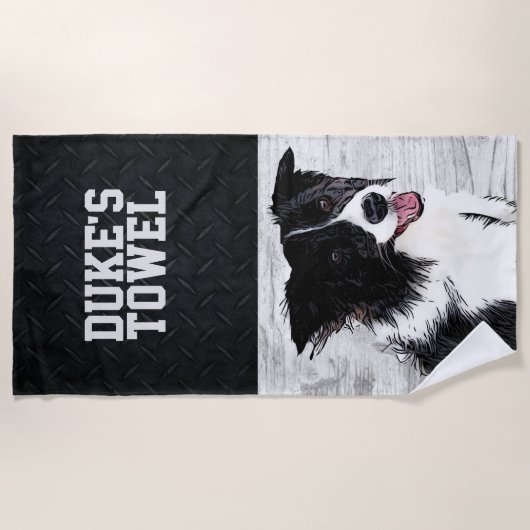 Kute Animal Border Collie Animal Name Pet Strandlaken (Voorkant)