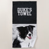 Kute Animal Border Collie Animal Name Pet Strandlaken (Voorkant)