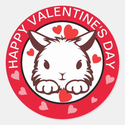 Kute Animal Bunny Heart Red Valentijnse  Sticker (Voorkant)