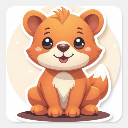 Kute Animal Vierkante Sticker (Voorkant)