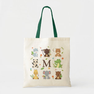 Kute Animal Zoo Wildlife Kinder Initiaal Tote Bag