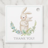 Kute Animals Bunny Personalized Green Baby shower Bedankjes Labels (Achterkant)